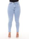 Calça jeans clara feminina delave com levanta bumbum destroyed