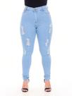 Calça jeans classica destroyed clara rasgada
