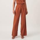 Calça Jeans Color Leve Wide Leg Pregas Marrom Terroso