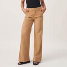 Calça Jeans Color Wide Leg Cintura Alta Elástico Cós Caqui Chique Calça Jeans Color Wide Leg Cintura Alta Elástico Cós Caqui Chique