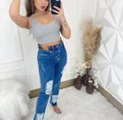 Calça Jeans com corrente lateral