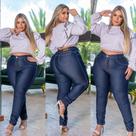Calça jeans com elastano adulto feminina Plus size tamanho 48