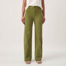 Calça Jeans Confort Color Wide Leg Sem Costuras Laterais Verde Oliva Calça Jeans Confort Color Wide Leg Sem Costuras Laterais Verde Oliva