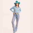 Calça Jeans Delavê Feminino Brilhos Coloridos Moda Country Texas Ranch Jeans Loja Oficial