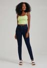 Calça Jeans Escura Skinny Cintura Média e Chapa Barriga - Lunender