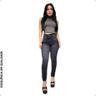 Calça Jeans Escura Skinny Fem Estilosa e Confortável