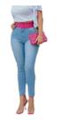 Calça Jeans Fem Muito Elastano Moda Alto Verão Cintura Alta