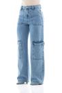 Calça Jeans Feminina Arauto Wide Leg Cargo