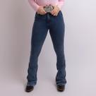 Calça Jeans Feminina Azul Marmorizada Grey Strass Moda Country Cintura Alta Flare Texas Ranch
