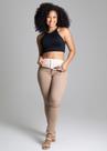 calça jeans feminina bege super lipo sawary