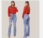 Calça jeans feminina Boot Cut com elastano