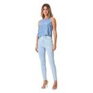 Calça Jeans Feminina Cigarrete Crystal Flor De Lis Calça Jeans Feminina Cigarrete Crystal Flor De Lis