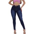 Calça Jeans Feminina Cintura Alta com Detalhes Escuro Tendência Premium