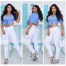 Calça Jeans Feminina Cintura Alta com Lycra Elastano Efeito Empina Bumbum Calça Jeans Feminina Cintura Alta com Lycra Elastano Efeito Empina Bumbum