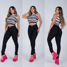 Calça Jeans Feminina Cintura Alta com Lycra Elastano Efeito Empina Bumbum Calça Jeans Feminina Cintura Alta com Lycra Elastano Efeito Empina Bumbum
