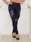 Calça jeans feminina classica amaciada rasgada tradicional