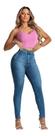 Calça Jeans Feminina Com Lycra Bolso Fake Cintura Definida
