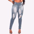 Calça Jeans Feminina Contém Lycra Empina o Bumbum Cintura Alta Valoriza a Silhueta Detonado
