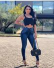 Calça jeans feminina corpete com bojo TAM 40