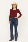 Calça Jeans Feminina Country Bordada Flare Rodeio Boiadeira