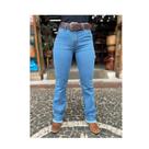 Calça Jeans Feminina Country Os Boiadeiros Carpinteira Barra Desfiada Cós Alto Flare Ref: 594