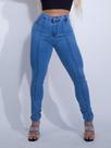 Calça jeans feminina cristal com pinça frontal levanta bumbum elastano