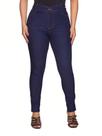 Calça jeans feminina escura tradicional amaciada com laycra cintura alta