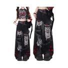 Calça Jeans Feminina Estilo Americano Casual Despojada Punk Retrô Lavada Com Efeito Desgastado -