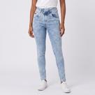 Calça Jeans Feminina Estonada Com Botão Duplo