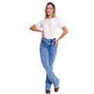 Calça Jeans Feminina Flare Bordado Estrela - Best Rodeio Ref:41404 Tamanho:48Cor:Jeans Claro