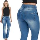 Calça Jeans Feminina HNO Petit Flare Barra Desfiada Azul Sky