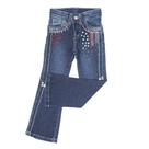 Calça Jeans Feminina Infantil Azul Bordada Tassa 38723