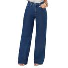 Calça Jeans Feminina Max Denim Wide Leg Cós Alto Azul