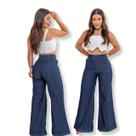 Calça Jeans Feminina Pantalona com Lycra Wide Leg Cintura Alta Calça Jeans Feminina Pantalona com Lycra Wide Leg Cintura Alta