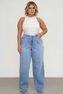 Calça Jeans Feminina Plus Size Straight, Azul Claro, Tam. 56