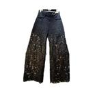 Calça Jeans Feminina Preta Com Renda Vazada, Miçangas Pesadas E Diamantes, Estilo Europeu De Crochê Calça Jeans Feminina Preta Com Renda Vazada, Miçangas Pesadas E Diamantes, Estilo Europeu De Crochê
