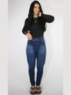 Calça Jeans Feminina Preta Skinny Cintura Alta Com Lycra Levanta Bumbum Modeladora Confortável