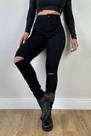Calça jeans feminina rasgada skin cor preta tam 34 ao 42