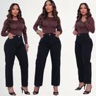 Calça Jeans Feminina Reta Cintura Alta 100% Algodão Premium Confortável -