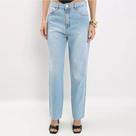 Calça Jeans Feminina Reta Estonada Sem Barra Azul Claro Lança Perfume