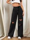 Calça jeans feminina ride leg boca larga -Tamanho 40