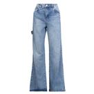 Calça Jeans Feminina Sawary Wide Leg Estonado Azul