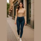 Calça Jeans Feminina Skinny Azul Escuro Cintura Média Malwee Tamanho:34Cor:Azul