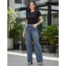 Calça Jeans Feminina Wide Leg Cintura Alta Vilejack VFCJ4012