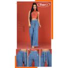 Calça Jeans Feminina Wide Leg com Cinto Credencial Ref 10372 Calça Jeans Feminina Wide Leg com Cinto Credencial Ref 10372