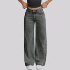 Calça Jeans Feminina Wide Leg Pantalona Cinza Grafite 100% Jeans Não Estica do 34 ao 44