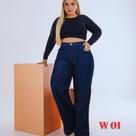 Calça Jeans Feminina Wide Leg Plus Size