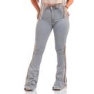 Calça Jeans Feminino Delavê Diamond Franjas Strass Moda Country Elastano Texas Ranch Jeans Oficial