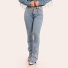 Calça Jeans Feminino Delavê Diamond Inteira Brilhos Pratas Texas Ranch Jeans Moda Country