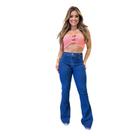 Calça Jeans Flare Feminina Boca De Sino Empina Bumbum